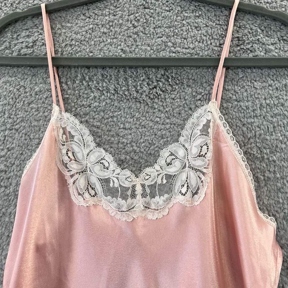 Vintage Light Pink Satin Slip Dress Lace Spaghetti Straps Size Small Coquette - Picture 3 of 9